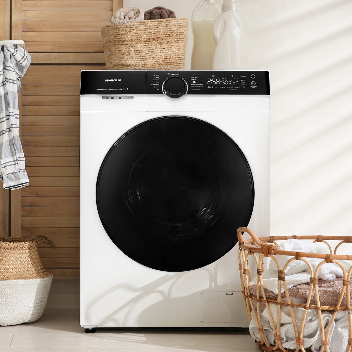 Inventum VWM8010W - Washing Machine - 8 kg - 14 Programs - 1400 RPM - Energy Class A-10% - Steam Clean - Quiet: 72 dB - White/Black