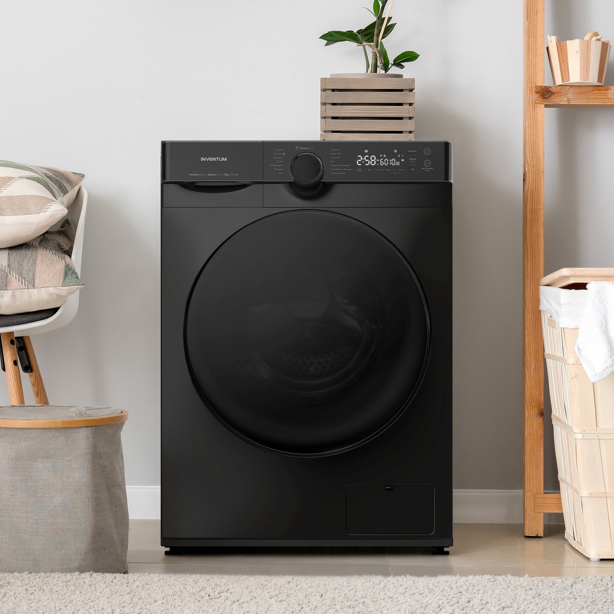 Inventum VWM8010B - Washing Machine - 8kg Capacity - 14 Programs - 1400 RPM - Energy Class A - Steam Clean - Quiet: 72 dB - White/Black