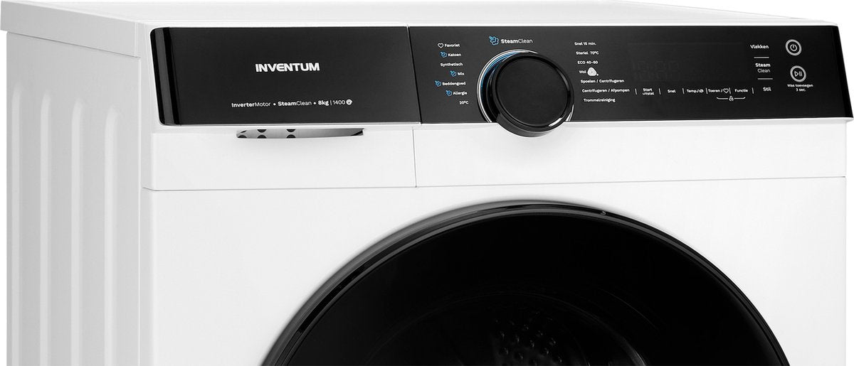 Inventum VWM8010W - Washing Machine - 8 kg - 14 Programs - 1400 RPM - Energy Class A-10% - Steam Clean - Quiet: 72 dB - White/Black