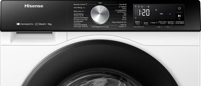 Hisense 3S Series WF3S8043BW3/BLX - Washing Machine with Energy Label A -30% - 8kg - 72dB (A) - Steam Wash - 1400 RPM - Power Wash 49' - ConnectLife - Drum Capacity 54 Liters