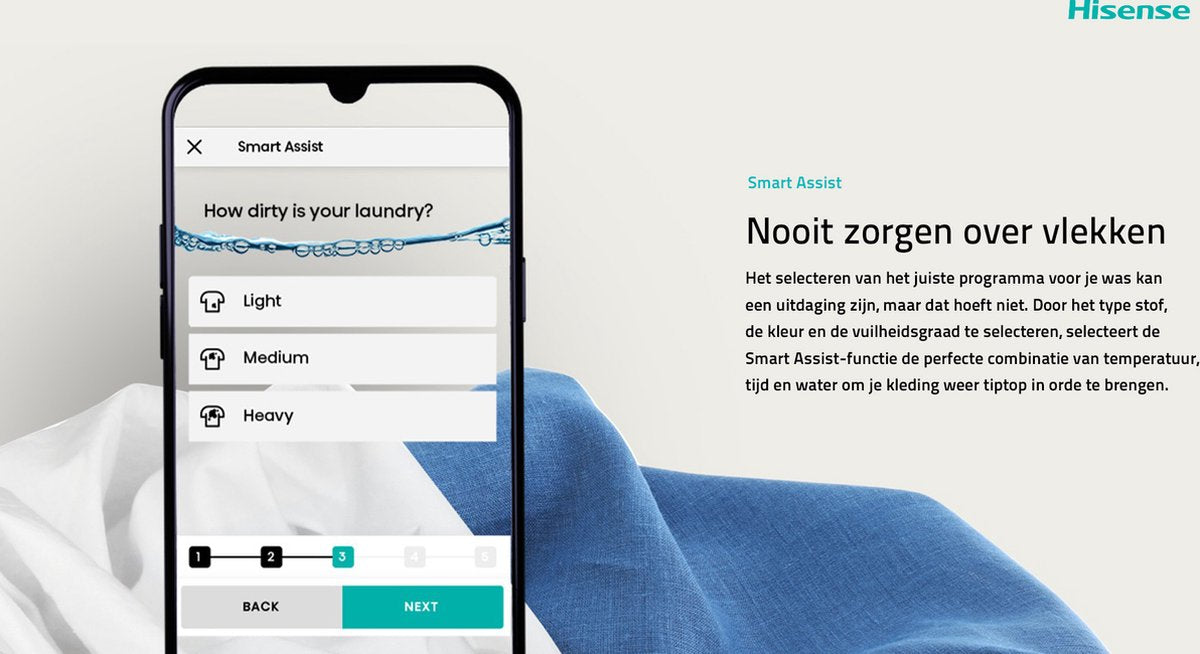 Hisense 3S Series WF3S8043BW3/BLX - Washing Machine with Energy Label A -30% - 8kg - 72dB (A) - Steam Wash - 1400 RPM - Power Wash 49' - ConnectLife - Drum Capacity 54 Liters