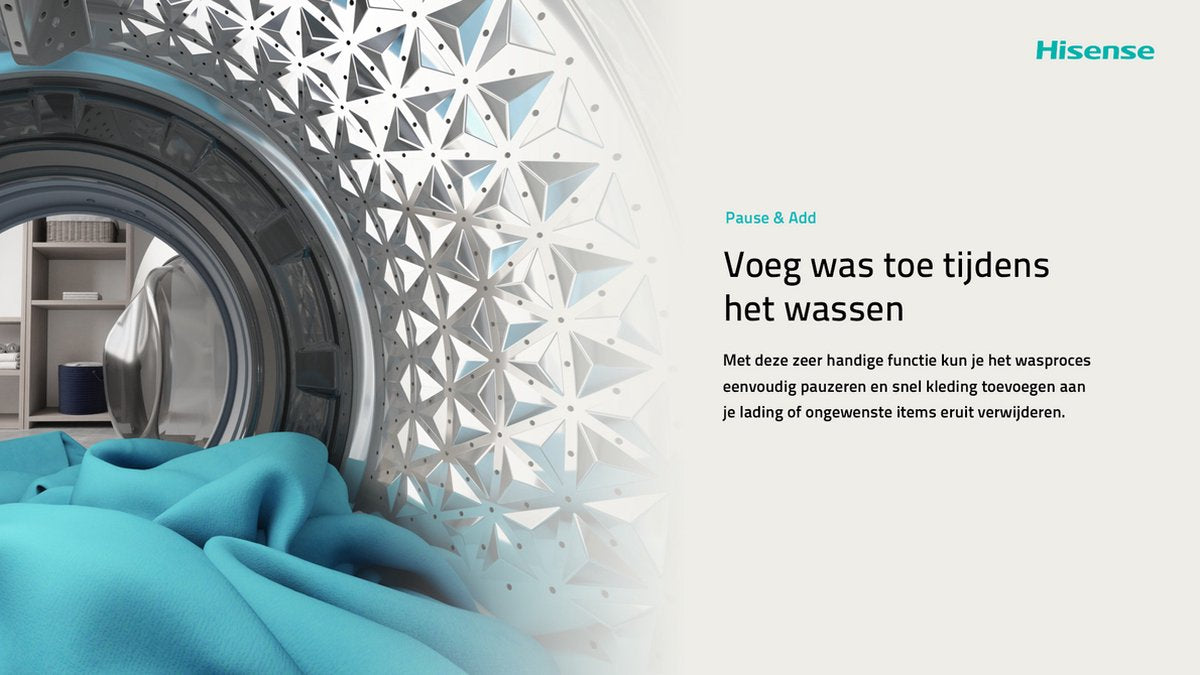 Hisense 3S Series WF3S8043BW3/BLX - Washing Machine with Energy Label A -30% - 8kg - 72dB (A) - Steam Wash - 1400 RPM - Power Wash 49' - ConnectLife - Drum Capacity 54 Liters