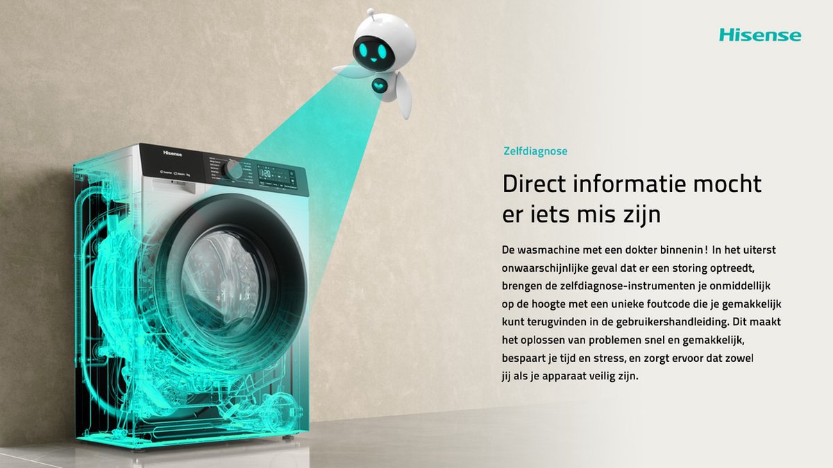 Hisense 3S Series WF3S8043BW3/BLX - Washing Machine with Energy Label A -30% - 8kg - 72dB (A) - Steam Wash - 1400 RPM - Power Wash 49' - ConnectLife - Drum Capacity 54 Liters