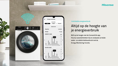 Hisense 3S Series WF3S8043BW3/BLX - Washing Machine with Energy Label A -30% - 8kg - 72dB (A) - Steam Wash - 1400 RPM - Power Wash 49' - ConnectLife - Drum Capacity 54 Liters