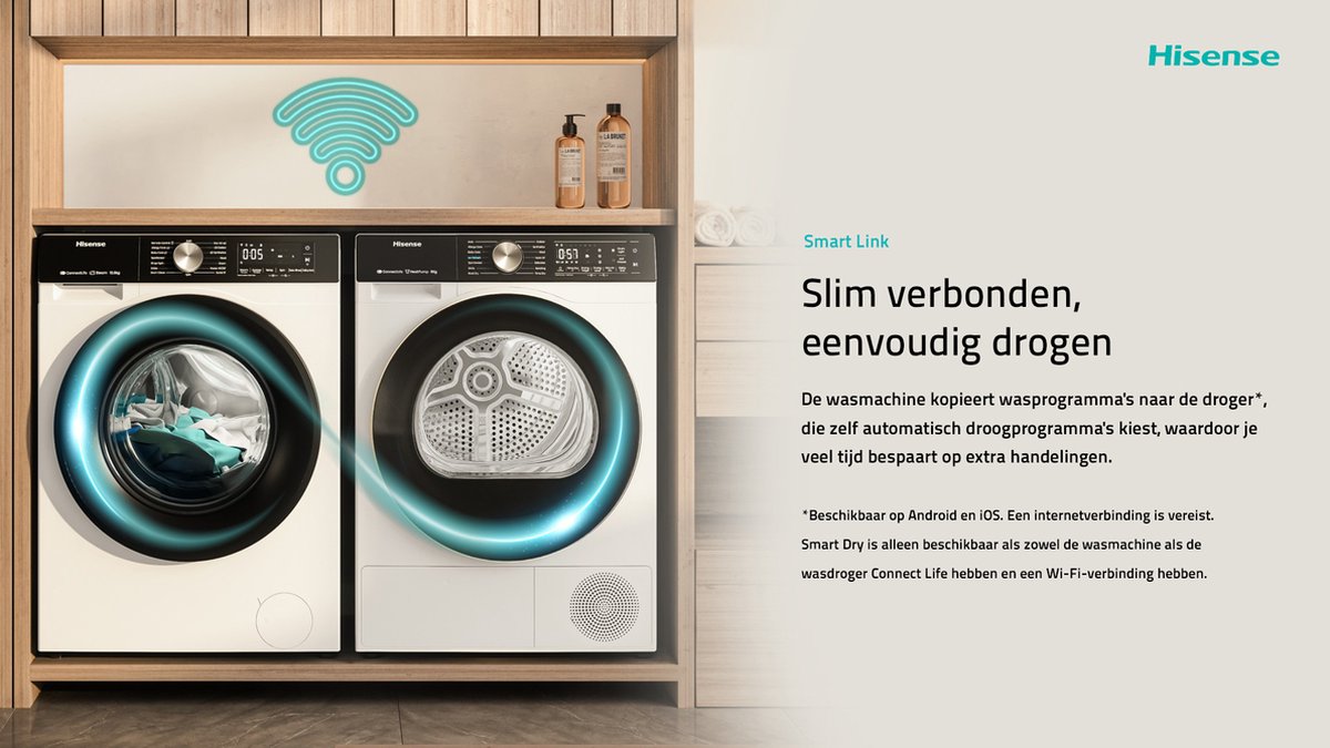 Hisense 3S Series WF3S8043BW3/BLX - Washing Machine with Energy Label A -30% - 8kg - 72dB (A) - Steam Wash - 1400 RPM - Power Wash 49' - ConnectLife - Drum Capacity 54 Liters