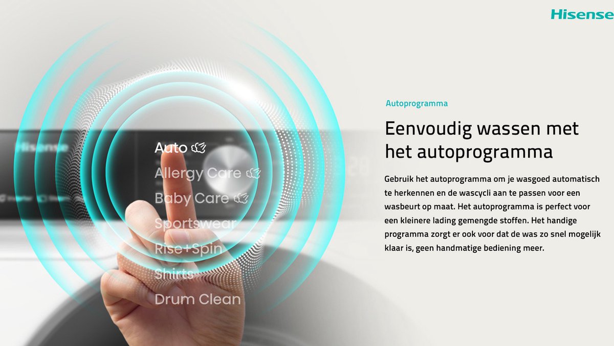 Hisense 3S Series WF3S8043BW3/BLX - Washing Machine with Energy Label A -30% - 8kg - 72dB (A) - Steam Wash - 1400 RPM - Power Wash 49' - ConnectLife - Drum Capacity 54 Liters