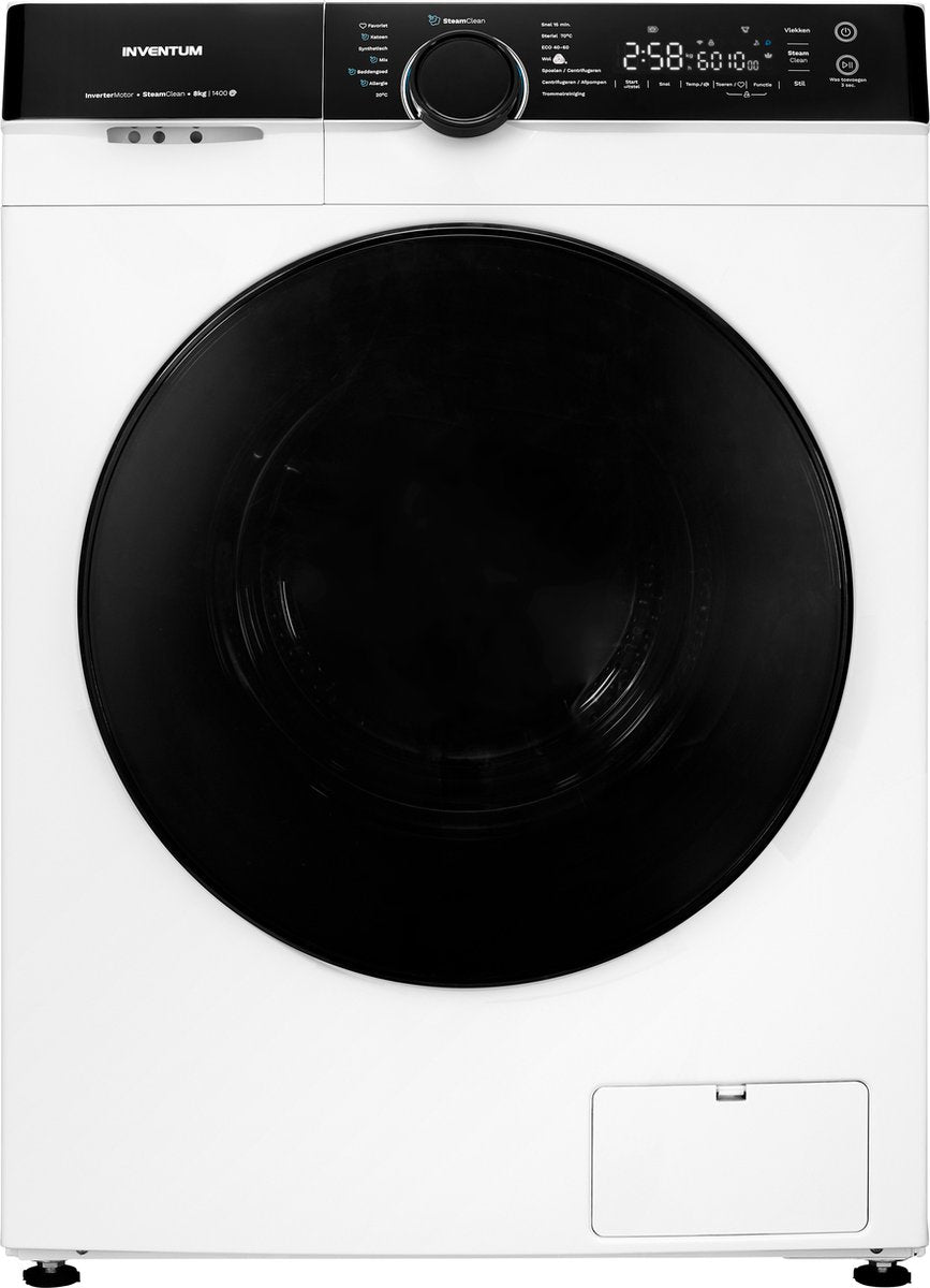 Inventum VWM8010B - Washing Machine - 8kg Capacity - 14 Programs - 1400 RPM - Energy Class A - Steam Clean - Quiet: 72 dB - White/Black