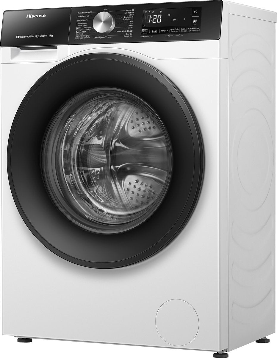 Hisense 3S Series WF3S8043BW3/BLX - Washing Machine with Energy Label A -30% - 8kg - 72dB (A) - Steam Wash - 1400 RPM - Power Wash 49' - ConnectLife - Drum Capacity 54 Liters