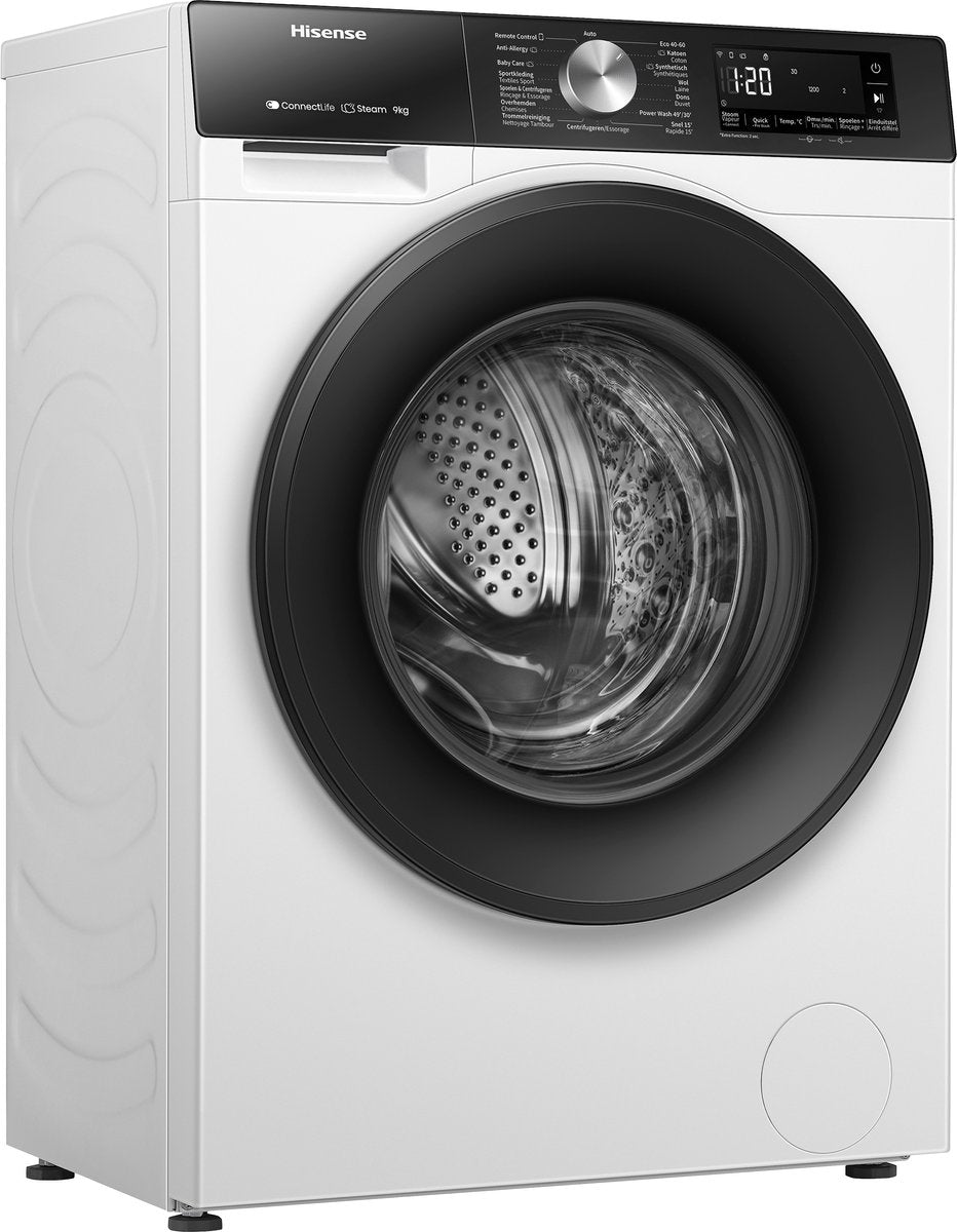 Hisense 3S Series WF3S8043BW3/BLX - Washing Machine with Energy Label A -30% - 8kg - 72dB (A) - Steam Wash - 1400 RPM - Power Wash 49' - ConnectLife - Drum Capacity 54 Liters