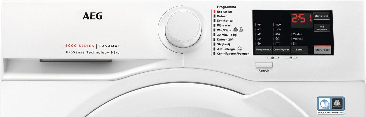 AEG LF628600 6000 Series ProSense® Washing Machine - Energy Label A - 1600 RPM - 8 kg